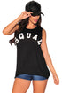 Sexy Stylish Letter Print Black Tank Top